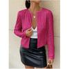 Women's Long Sleeve Round Neck Cardigan Jacket Solid Color Sequins Casual Top