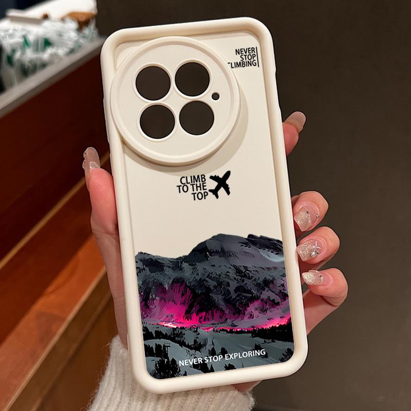 Phone Case For OnePlus 15 13 12 Airplane Snow Mountain Patterned Shockproof Bumper Soft Cover Fundas For OnePlus 13R 12R 11R