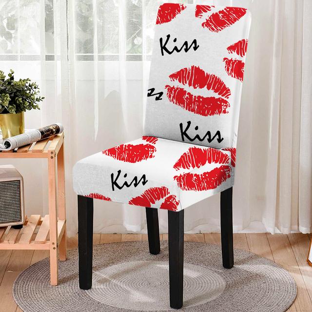 

Эластичный чехол на кухонное сиденье с тематическим рисунком любви ко Дню святого Валентина, пыленепроницаемый чехол на обеденный стул «все включено» для домашнего ресторана Universal Size