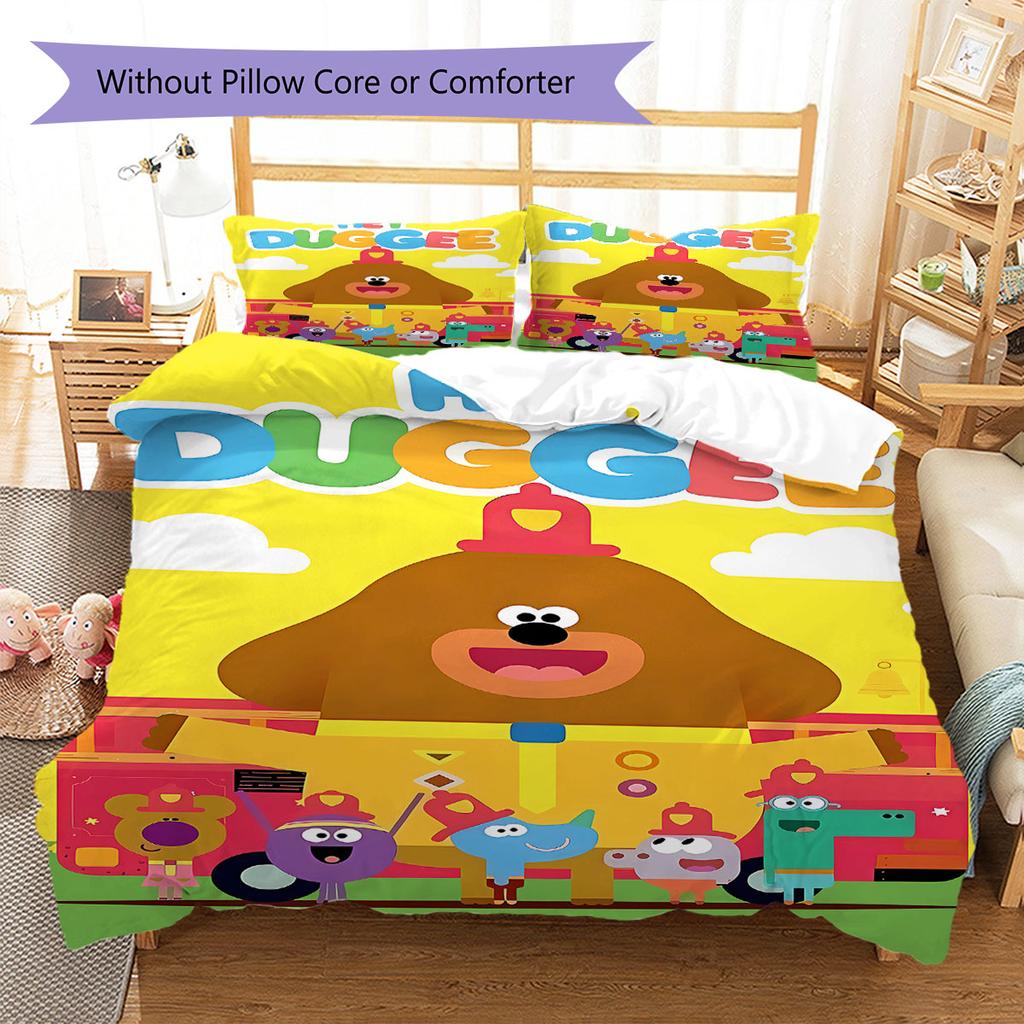 Biancheria da letto con motivo Hey Duggee, Set piumone Copripiumino Federa Regalo di compleanno per la casa(1 * copripiumino + 2 * federa, senza nucleo)