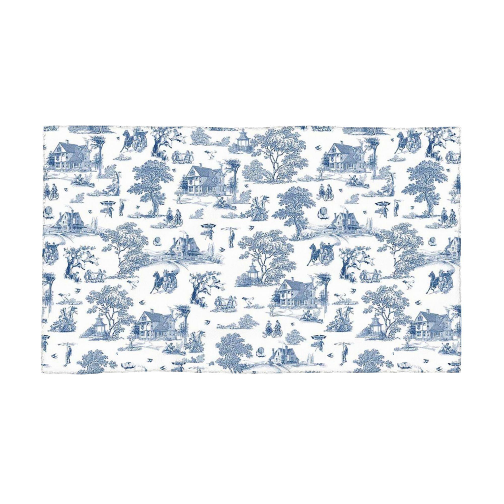 Toile De Jouy French Motif Soft Face Towel Quick Dry Pool Bath Cotton Towels Absorbent Quick W30*H60(CM)