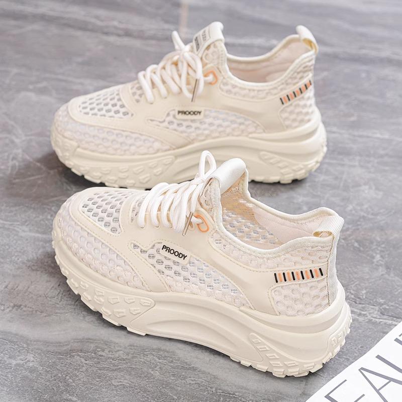 Mesh Breathable Sneakers 2025 Spring and Summer Dad Shoes New Versatile Thick Soles Heightening Super Hot Casual Shoes