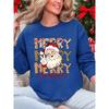 Merry Christmas Santa Claus Design Women Sweatshirt Casual Crewneck Streetwear Multicolor Fashion Clothing Soft Clothes