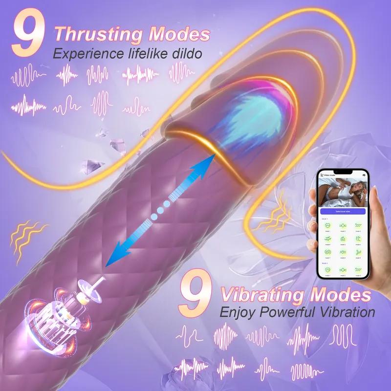Wireless Telescopic Dildos Vibrators Female Suction Cup Vagin Massager App Bluetooth Plug Anal Stimulator Masturbator Sex Adult
