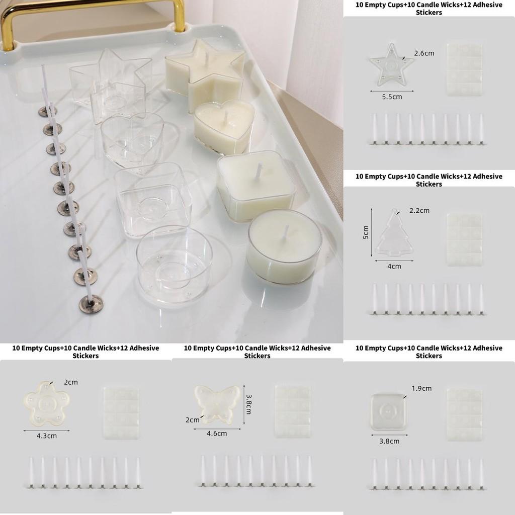 Heart 10pcs Shaped Tea Light Candle Cups Wicks Clear Love Wax Tins Making Jars