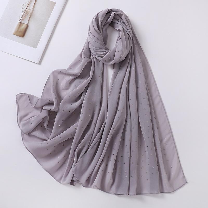 Imitation Pearls Rhinestones Scarves Shawls Women Long Scarf Neckerchief Tudung Bawal Veil Turban Bandana Muslim Hijab Headscarf