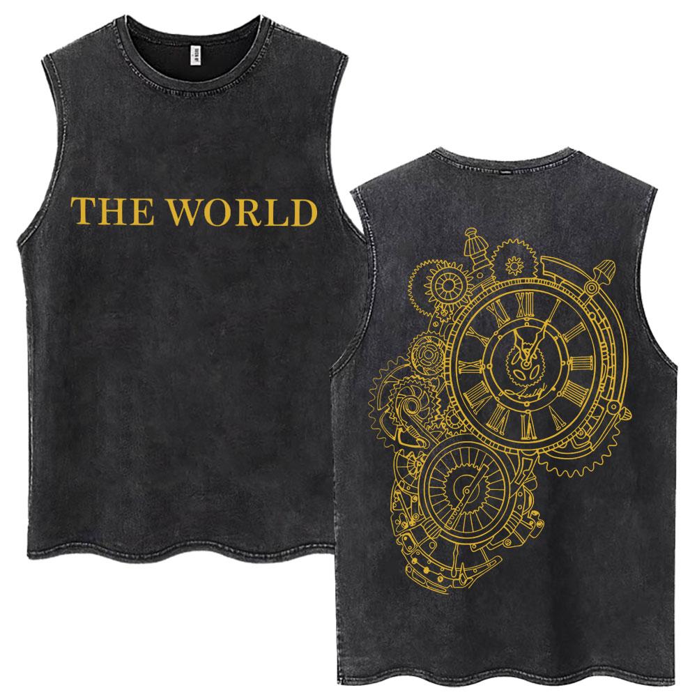 Washed Anime Bizarre Adventure Rohan Kishibe Tank Tops Men's Harajuku Vintage T Shirt Casual Cotton Loose Vests
