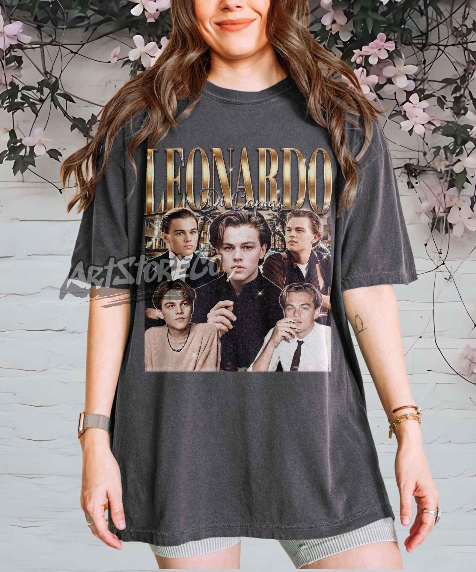 Leonardo DiCaprio Vintage Collage T-Shirt, Retro Movie Star Graphic Tee XL