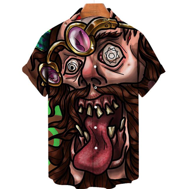 Summer Skull 3d Hawaiian Shirt for Man Oversized Casual Men's Shirts Streetwear Beach Male Tops Short Sleeve Blouse Trendy Tees