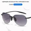 Rimless Frog-Eye Frame Presbyopia Sunglasses TR90 Frames Bifocal for Distance and Near Vision Outdoor Shades Reading Glasses