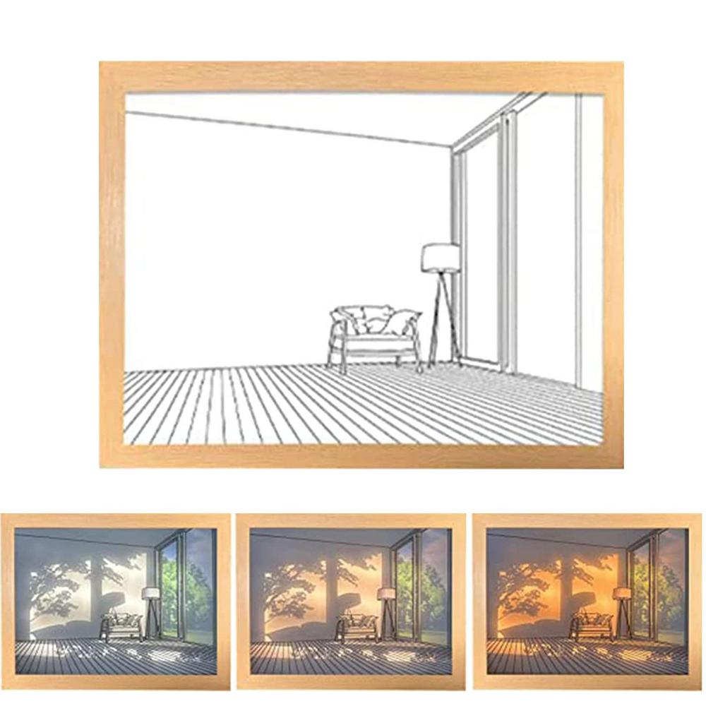 Light Painting Art Lighting Picture Frame LED 3 Colors Night Light Shadow Bedside Lamp Creative Wall Art For Bedroom & Home