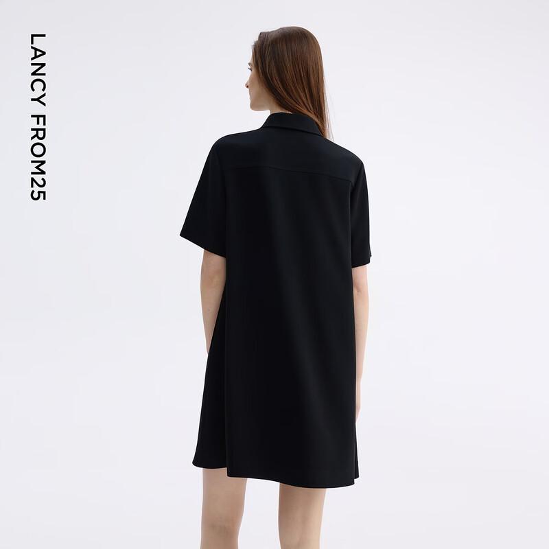 LANCY Chic Polo Collar Short-Sleeve Loose Dress