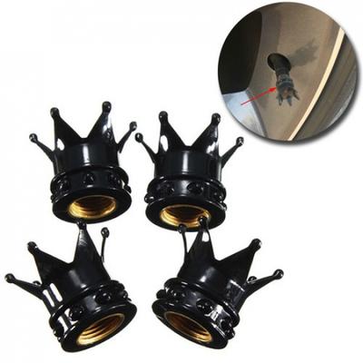 4x Universal Black Crown Style Car Tire Air Valve Stems Cover Caps Wheel Rims