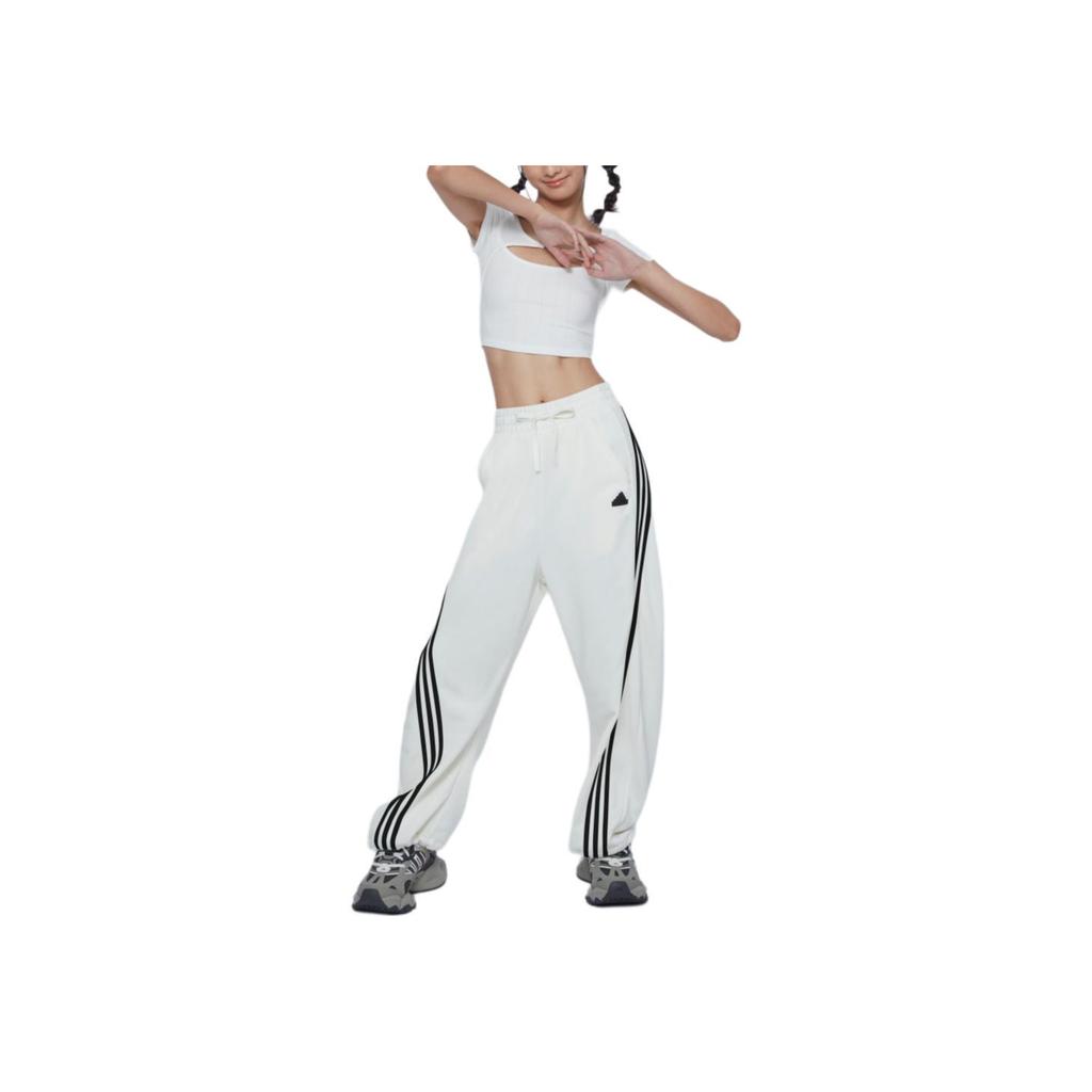 Adidas Dance Interlock Joggers Quick-Drying Loose Sports Casual Pants Women Joggers Han-Jade-White JV9899