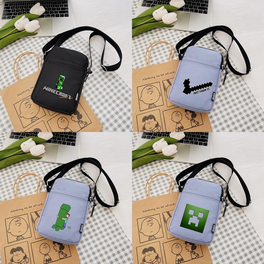 Printing Minecraft Pattern Canvas Single Shoulder Crossbody Bag Gift Fashion