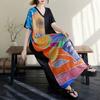 DIMANAF 2025 Summer Women Plus Size Dress Loose Printing Dress Pocket Elegant Basic Vintage Casual Maxi Dress