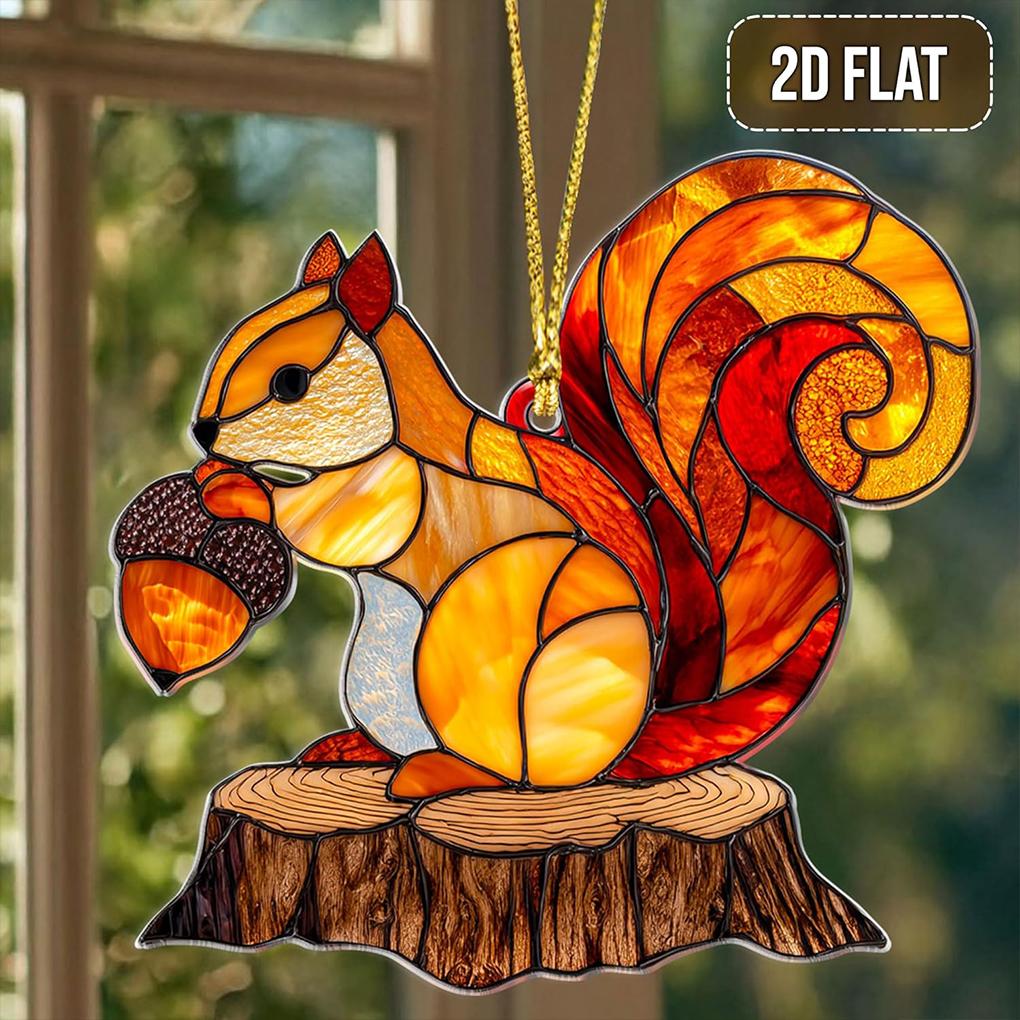 2PCS 2D Christmas Cute Ornament Figurines Double Painting Acrylic Home Decor Ideal for Christmas Decoration Squirrel