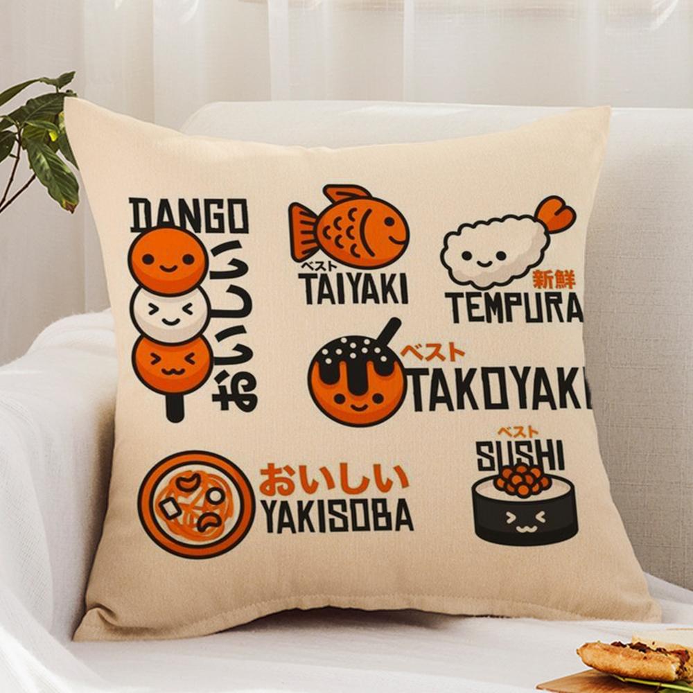 T-Takoyaki Japanese Food Cushion Cover Premium Comfort Reversible Pillow Cover - Dual - Use Design for Home & Car