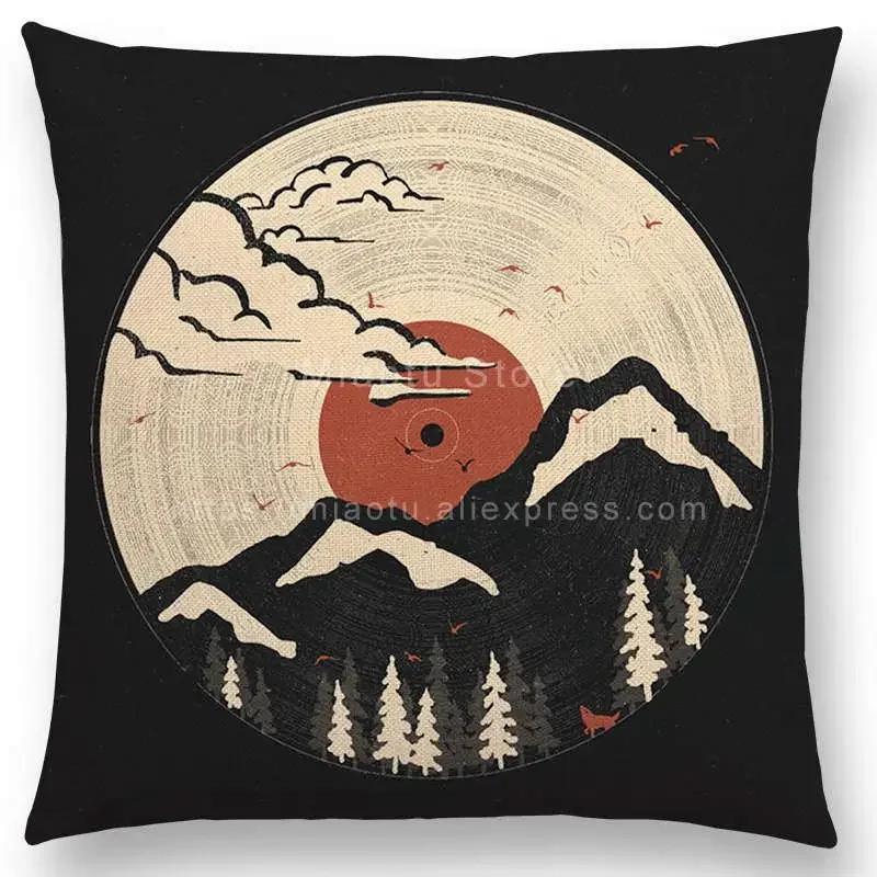 Neueste Kissenbezug Tiere im Wald Tag und Nacht Berge Sonne Mond Erkundung Camping Fuchs Wolf Kissenbezug