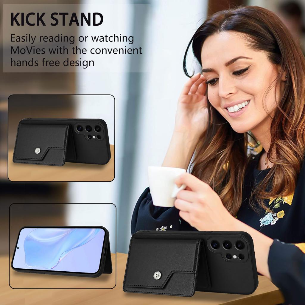 For Samsung Galaxy S24 Ultra Case RFID Blocking Card Holder Kickstand TPU + PU Leather Phone Back Cover