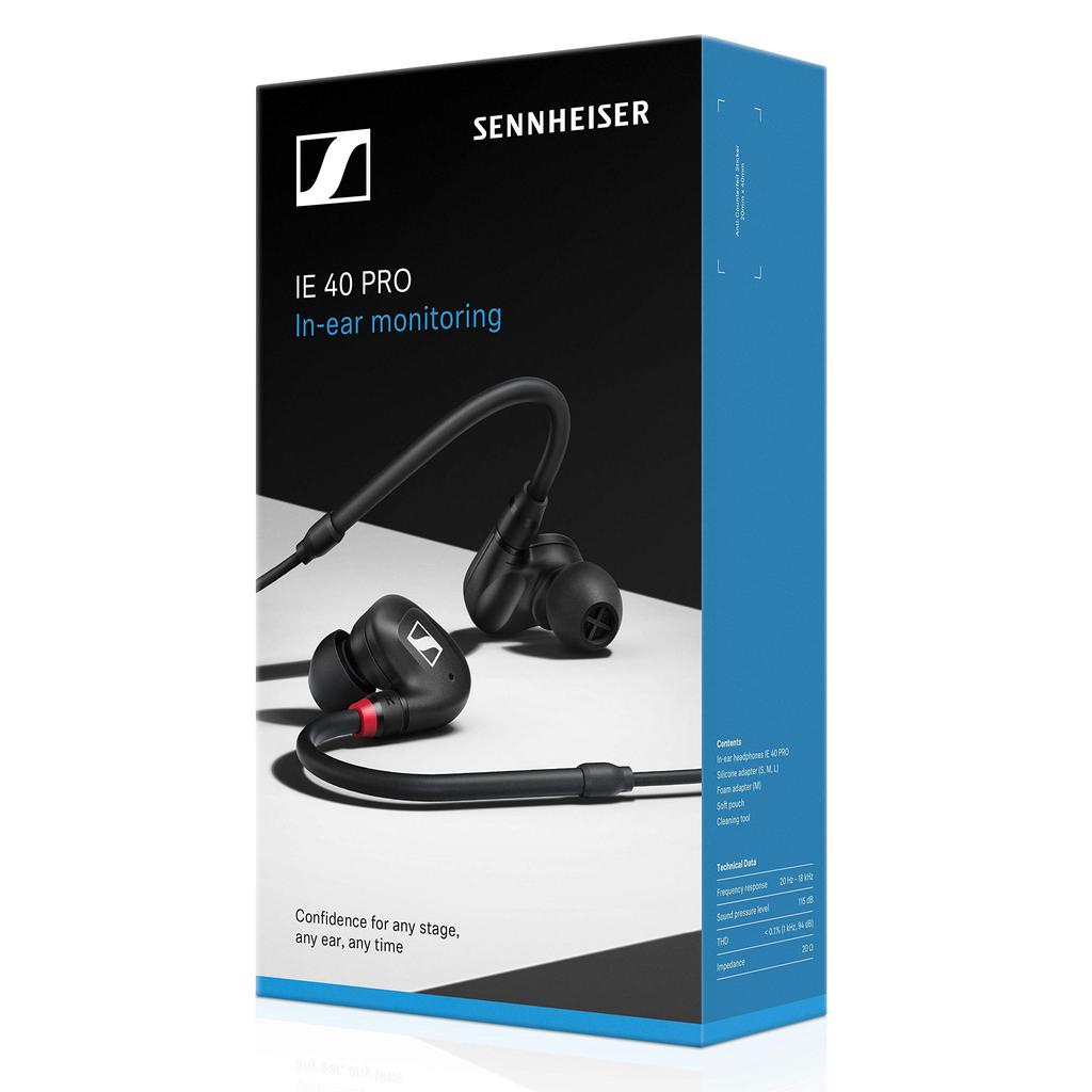 אוזניות מוניטורינג מקצועיות Sennheiser IE 40 PRO, שחור (מוצר יפני רשמי)