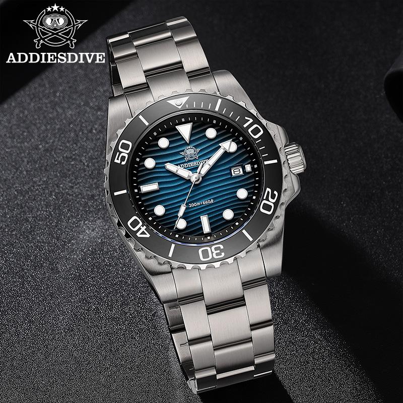 ADDIESDIVE New Watch 41mm Stainless Steel Diving Watches BWG9 Super Luminous 200m Waterproof Classic Quartz Wristwatch For Men