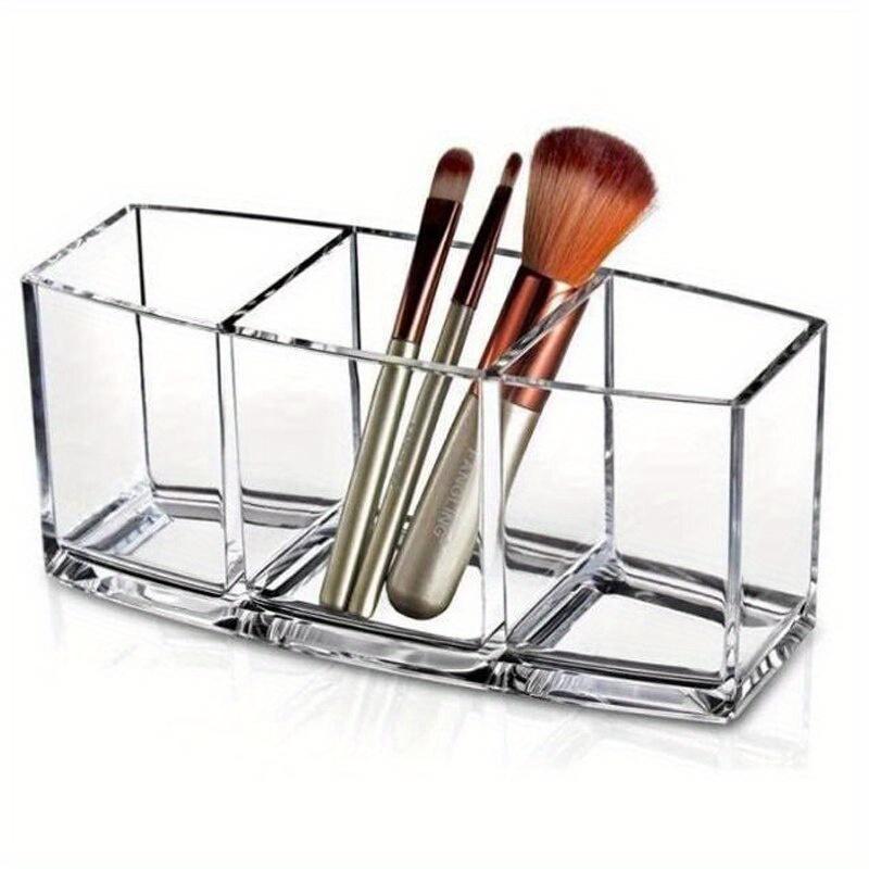 1pc Clear 3 Grid Makeup Box Organizer Storage Lipstick Nail Polish Display Stand Holder Cosmetic Jewelry Case Tools Box