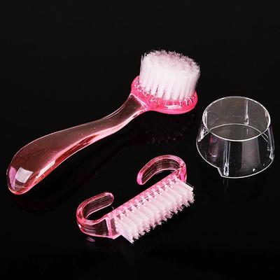 2 Styles Nail Art Cleaning Brushes Dust Remove Brushes Round Head Brush with Lid Mini Angle Brush Manicure Tool