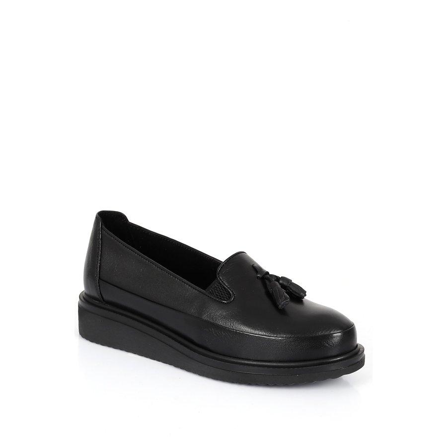 Damen-Freizeitschuhe aus echtem Leder mit Keilabsatz und Mokassins