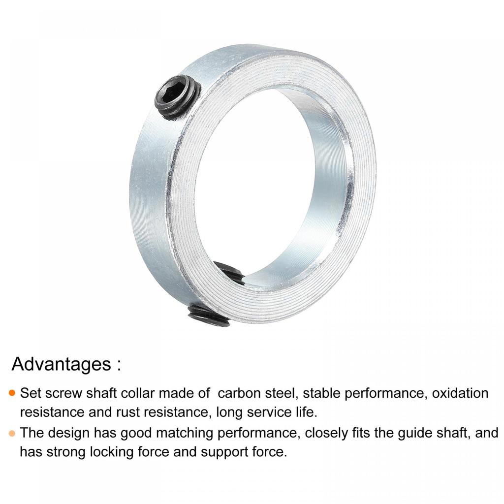uxcell Zinc Plated Carbon Steel Shaft Collars, Set Screw Clamp Collars, Silver Tone, 40mm Inner Diameter, 4 Pieces