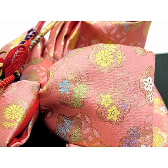 Muromachi 3 year old gold brocade knotted obi DMO303 [Kyoto st. ] Shichi-Go-San (small) "Pink"