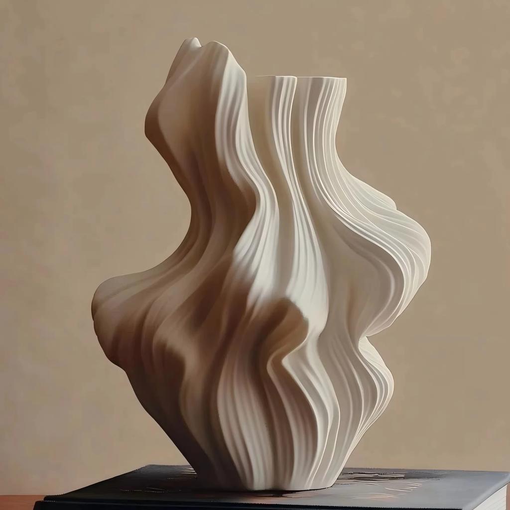 Creative Ceramic Vase Abstract Irregular Folds Handmade Spiral Porcelain Vase Ceramic Handicrafts Flower Vases Flowerpot Vases P