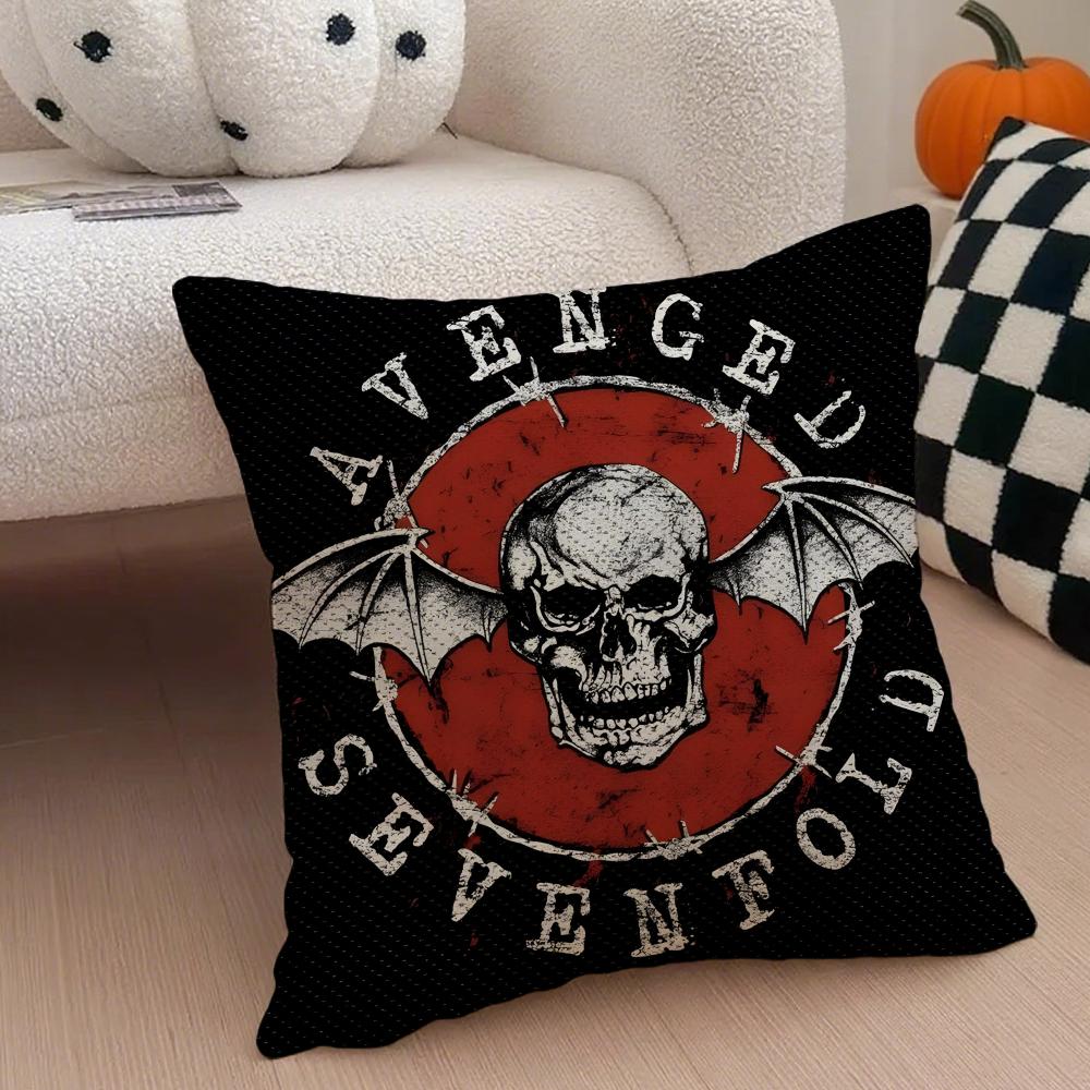 Metal American Band AAvenged Sevenfold Cushion Cover Throw Pillow Cover Hidden Button Durable Polyester Chair Cushion