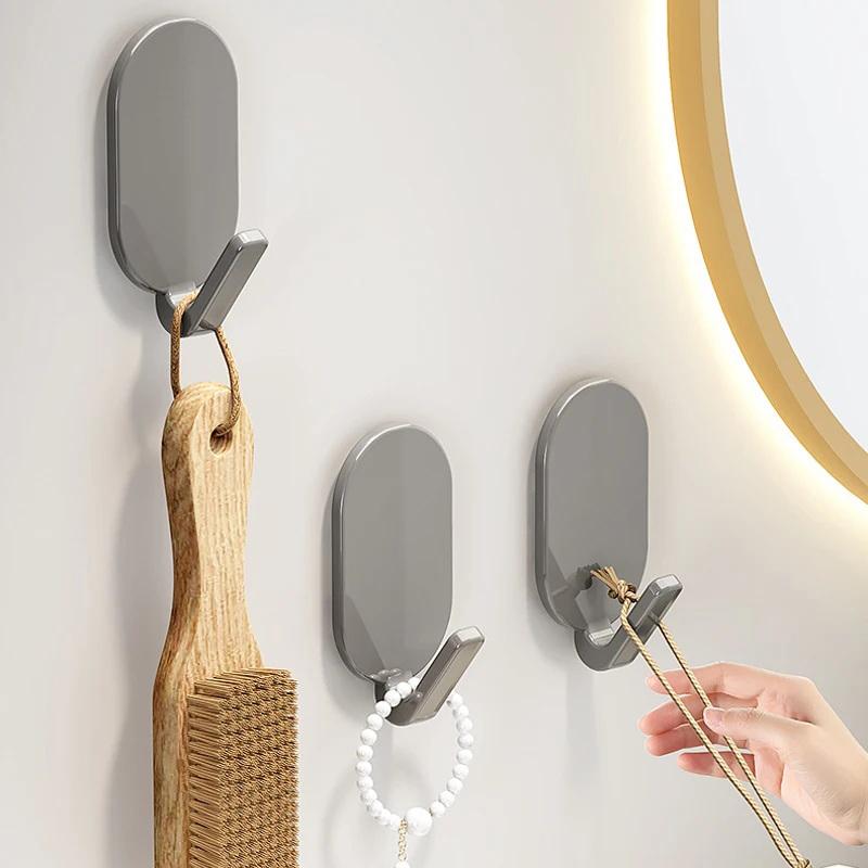 5Pcs Strong Wall Hooks Self Adhesive Key Coat Bag Hanger Hook Bathroom Kitchen Door Robe Towel Storage Rack Hook Accessories