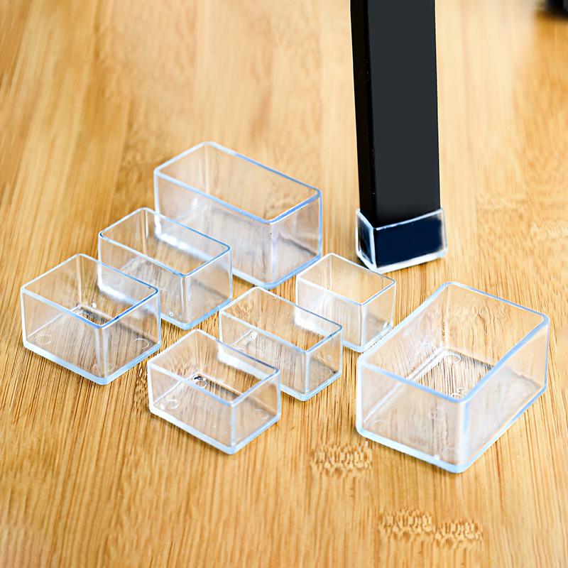 Square/Round Anti-Noise Chair Leg Cap Rubber Feet-Protector Pads Non-slip Transparent Table Feet Covers Furniture Leveling Feet