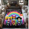The Powerpuff Girls Printed Crystal Velvet Area Rug, Soft Anti-Slip Water Absorbent Floor Mat for Living Room Bedroom
