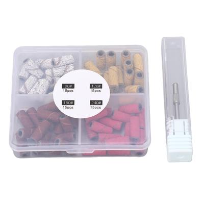 60 pz Cappucci Abrasivi per Nail Art Rimozione Pelle Morta Manicure Fasce Abrasive con Mandrino per Fresa per Unghie