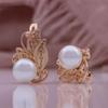 Fashion Women Earrings Flame Type Rose Gold Color Artificial Pearls Drop Earrings Party Wedding Earring