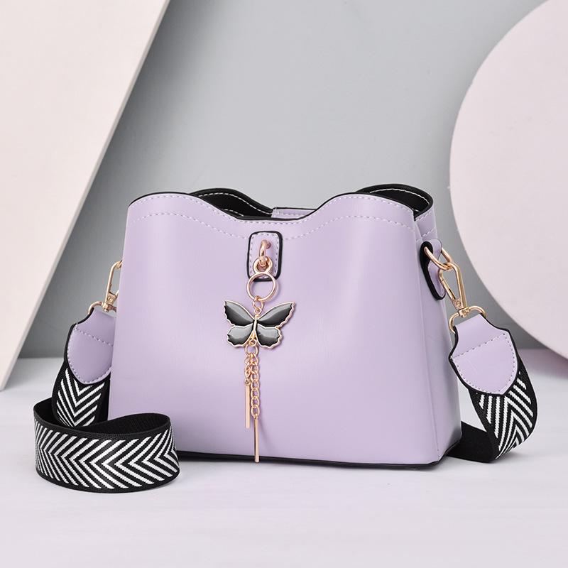 

Stylish 2025 Large Capacity Crossbody Bow Bucket Bag - Solid Color фіолетовий