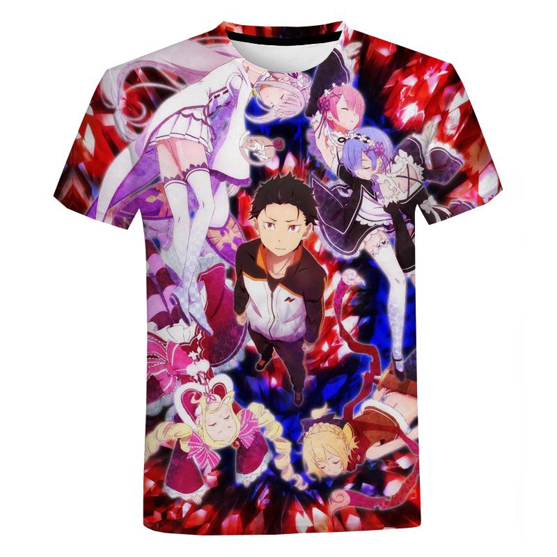 

Футболка с 3D принтом аниме Re Zero для мужчин и женщин, летняя повседневная футболка большого размера, модный уличный топ с круглым вырезом в стиле Харадзюку XL