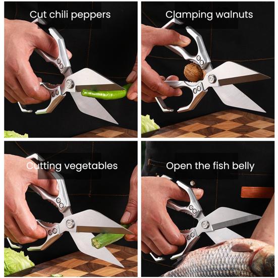 2Pcs Kitchen Shears Heavy Duty Stainless Steel Scissors for Meat Fish Poultry Vegetables Multi-Functional Kitchen Cutter for Home Professional Use