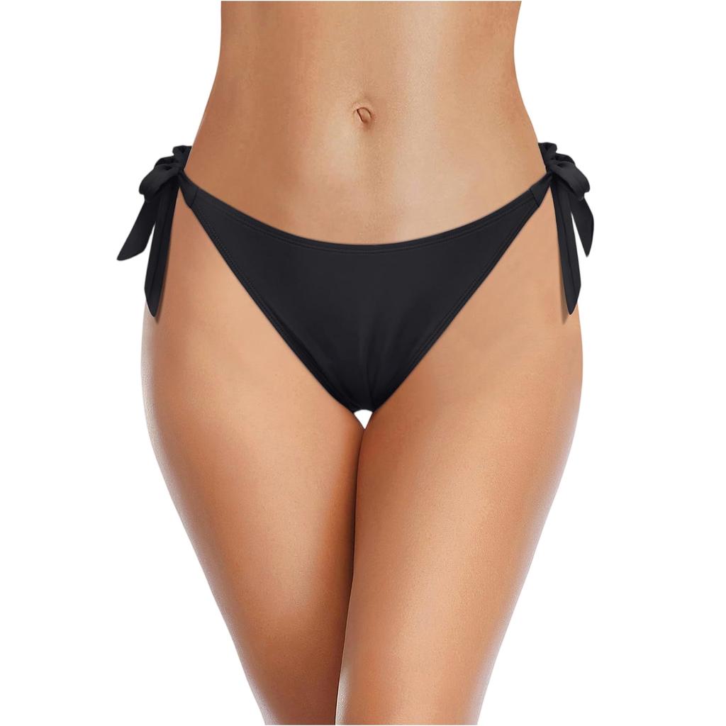 Women Side Tie Bikini Bottoms Adjustable Swim Briefs Low Waist Bathing Suit Separate for Beach Pool Sports