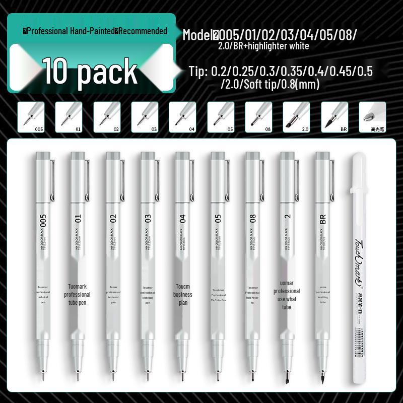 Authentic Touchmark Waterproof Quick-Dry Fine Liner Needle Pen Set for Art and Student Design
