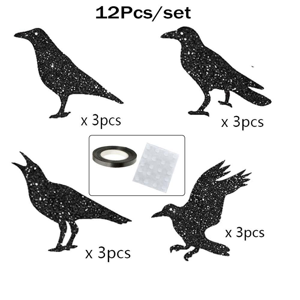 12pcs Dark Glittery Halloween Garland Thick Paper Paper Birdcage Pendant  Indoor Party Style 2