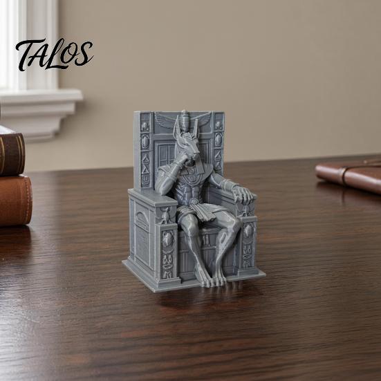 Stable Base Mini Figurine Anubis Sitting On Throne Statue, Palm-Sized 3D Printed Palm-sized Jackal Statue Ornament, Ancient Egyptian Style Sculpture