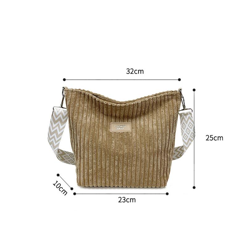 Women's Corduroy Shoulder Bags Large Capacity Solid Color Handbags Daily Commuting Crossbody Bags CLE
