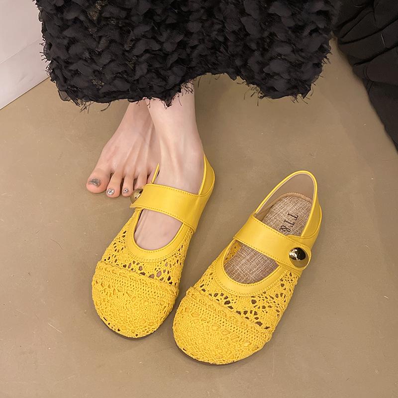

Thick Soled Inner Height Increasing Woven One Foot Mary Jane Single Shoes Women s New Style with Skirt Casual Shoes 35