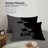 3pcs fashionable black grey KING and QUEEN design printed bedding set, soft, comfortable, breathable duvet cover, bedroom