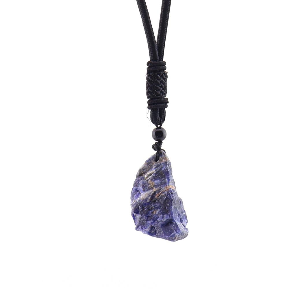 

Natural Crystal Rough Stone Pendant, Hand-Beaten Irregular Stone Necklace, Sweater Chain Jewelry N748 ляпіс-лазур кольору