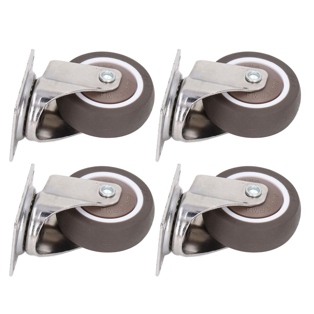 4 Stück robuste Plattenrollen, weiches Gummi, verchromt, stoßfest, 5,1 cm Lenkrollen für Möbel